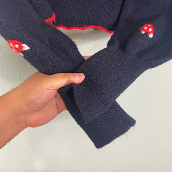 Free People Nonna Knit Cardi Floral Granny Black Red XS Sweater Cardigan - Picture 6 of 7